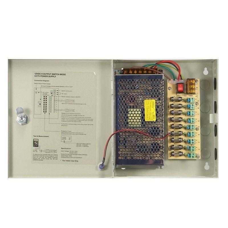 Блок питания PROLUM&trade; 12V, 180W, 15A, 9 каналов, Series "ССTV" 221012 купить в Харькове, Украине: цена, отзывы, характеристики