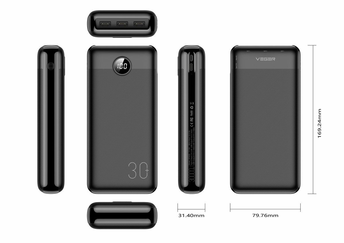 Внешний аккумулятор Power Bank VEGER 10000MAH (W1105PD) W3008PD купить в Харькове, Украине: цена, отзывы, характеристики