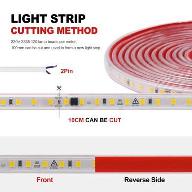 Світлодіодна LED стрічка PROLUM™ 220V; 2835\120; IP67; 8 ММ; Series "S" 361009 купити в Харкові, Україні: ціна, відгуки, характеристики