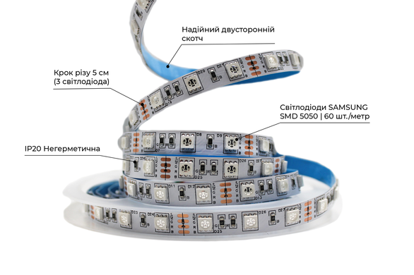 Світлодіодна LED стрічка PROLUM™ 12V; 5050\60; IP20; Series "PRO" 320014 купити в Харкові, Україні: ціна, відгуки, характеристики